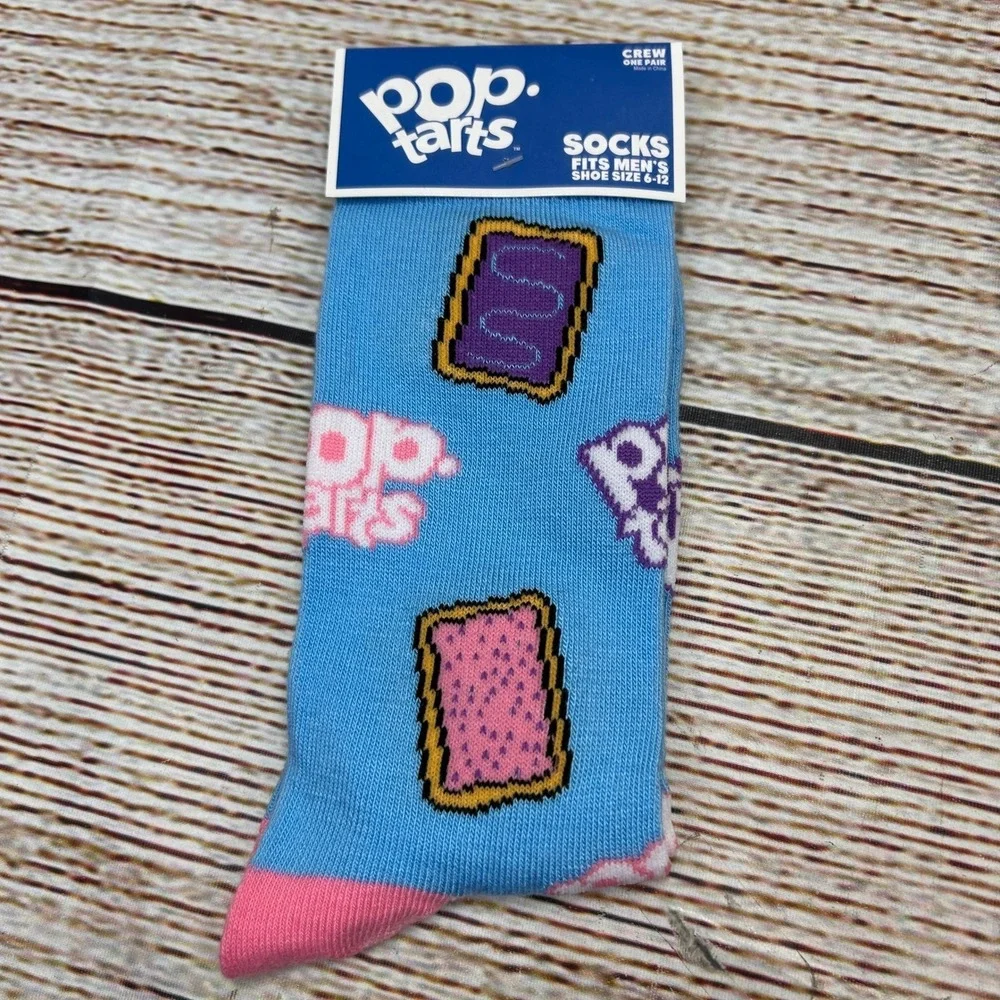 Pop-Tarts Mens Crew Socks Blue Novelty Kellogg's Graphic Print Size‎ 6-12 NWT